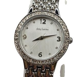 Daisy Fuentes Watch Women Halo Clear Rhinestones Bezel Setting Analog Quartz